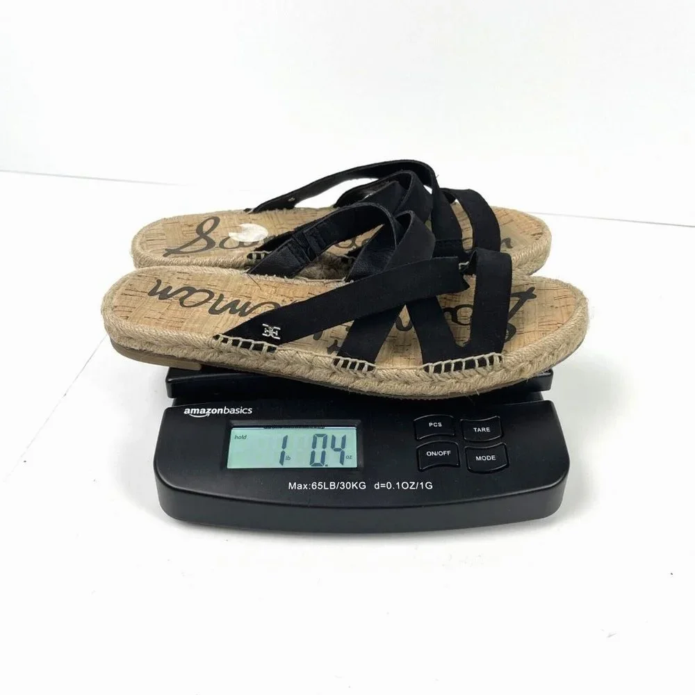 Sam Edelman Averie Espadrille Leather Slide Sandal in Black‎ Womens Size 8.5M
